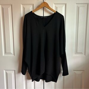 White House Black Market black v-neck bat sleeve blouse